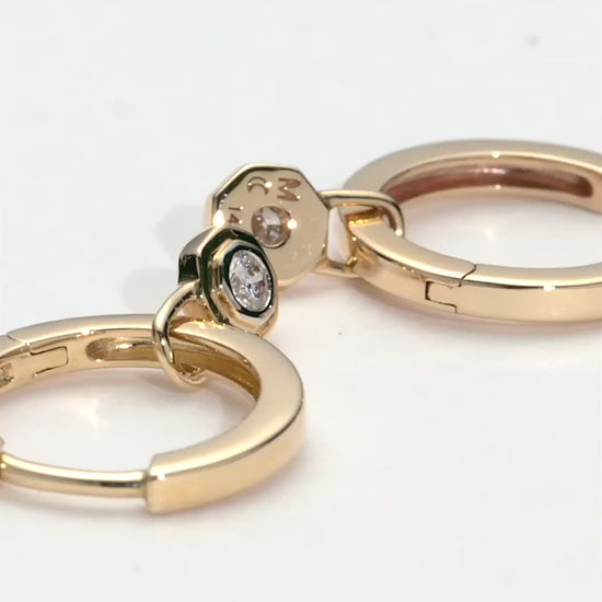 Lucy Williams Fine Diamond Drop Huggies | 14k Yellow Gold Earrings Missoma 