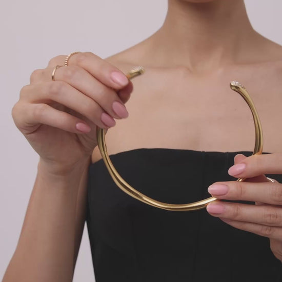 Missoma - Gold wavy torque necklace with diamanté detail 