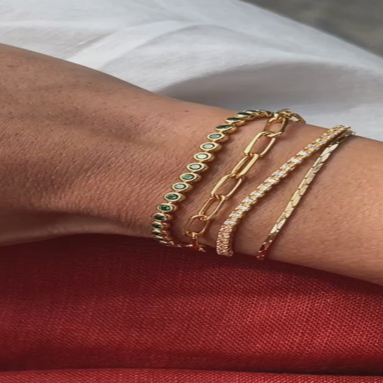 Tennis Round Bracelet | 18k Gold Vermeil/Emerald Green Nano-crystal Bracelets Missoma 