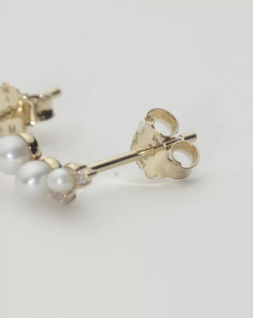 Solid Gold Diamond & Pearl Mini Climber Stud Earrings | 14k Solid Gold/Pearl Earrings Missoma 