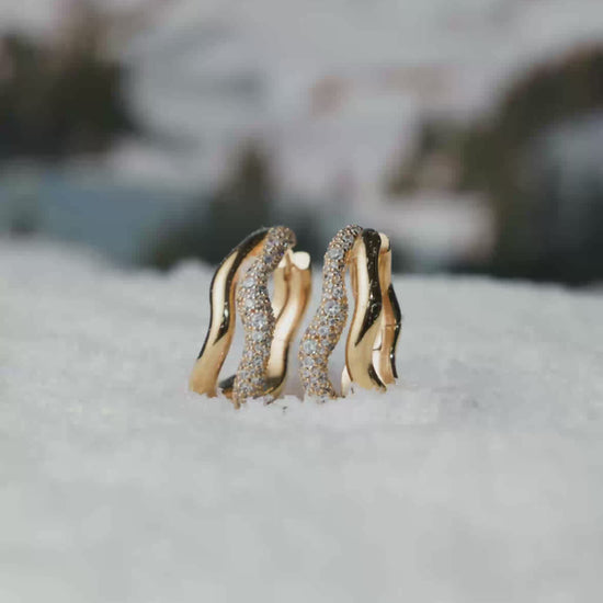 Missoma - Gold double wavy hoop with diamanté embellishment  