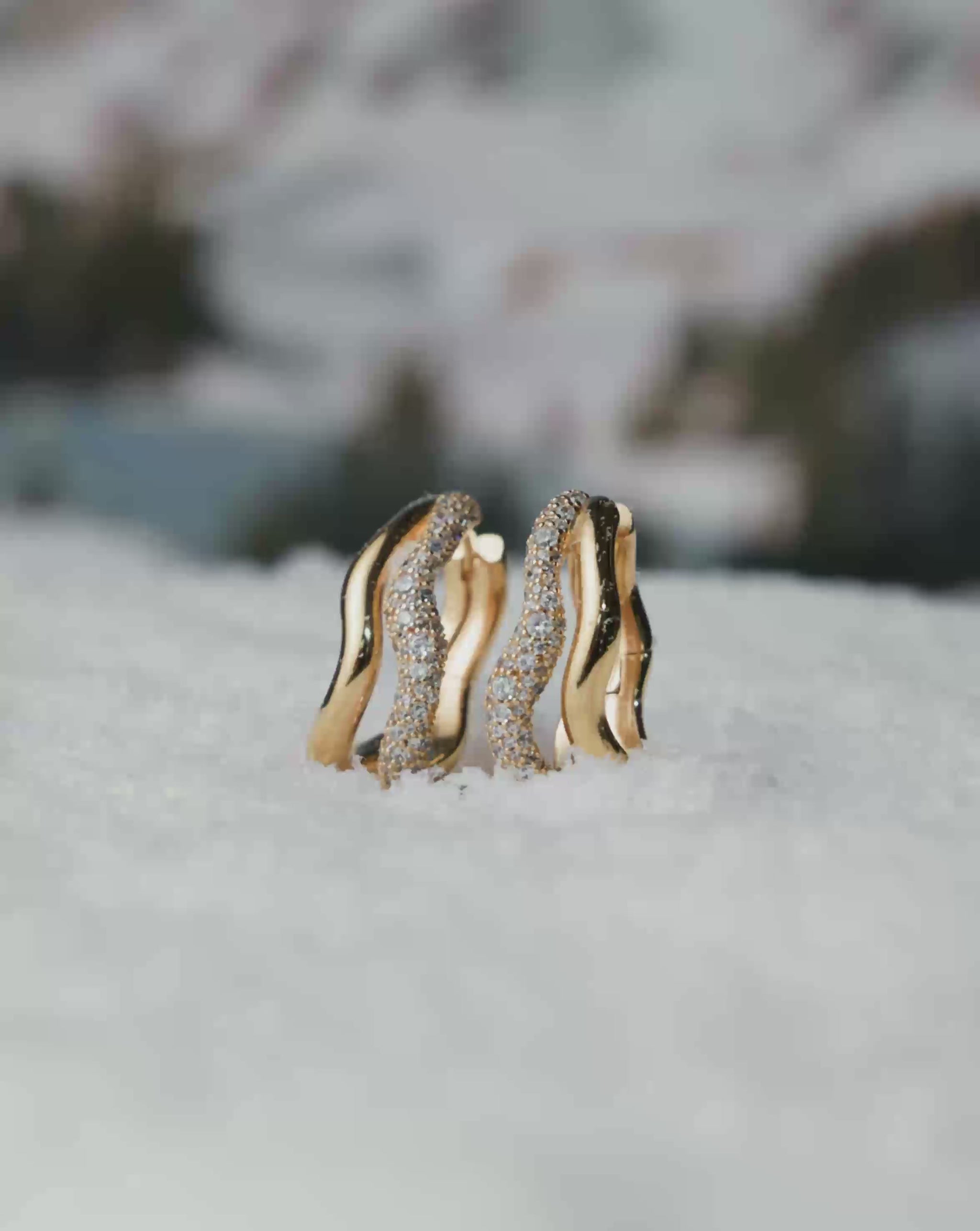 Missoma - Gold double wavy hoop with diamanté embellishment  