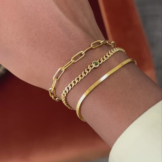 missoma - gold august birthstone chain bracelet