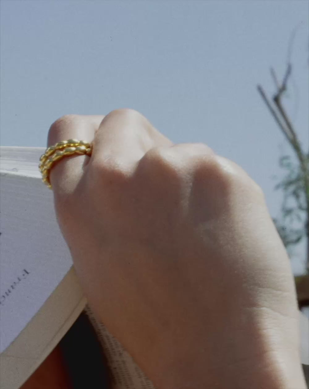 Molten Olive Stacked Ring | 18k Gold Plated