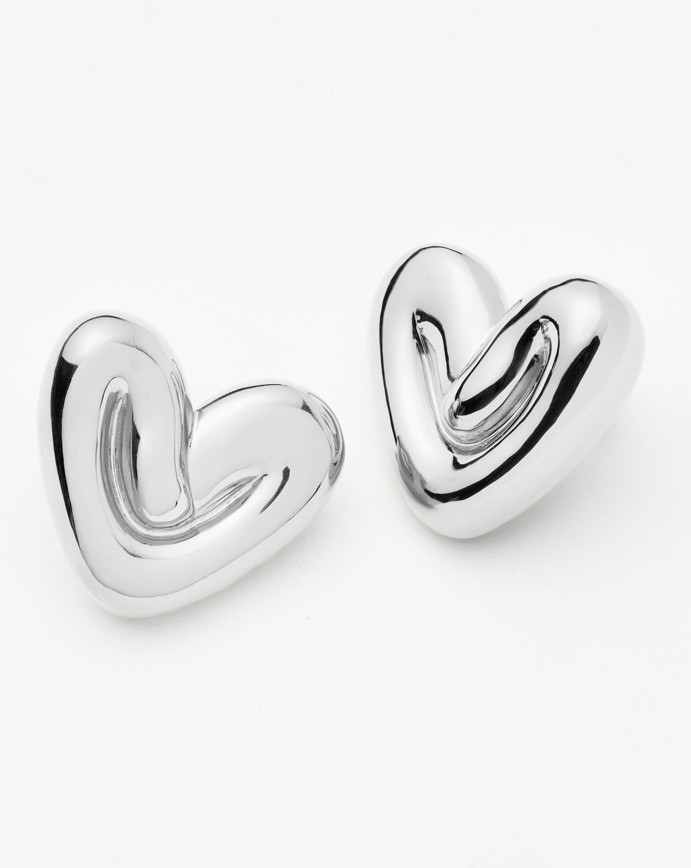 Puffy Heart Oversized Stud Earrings | Silver Plated Earrings Missoma 