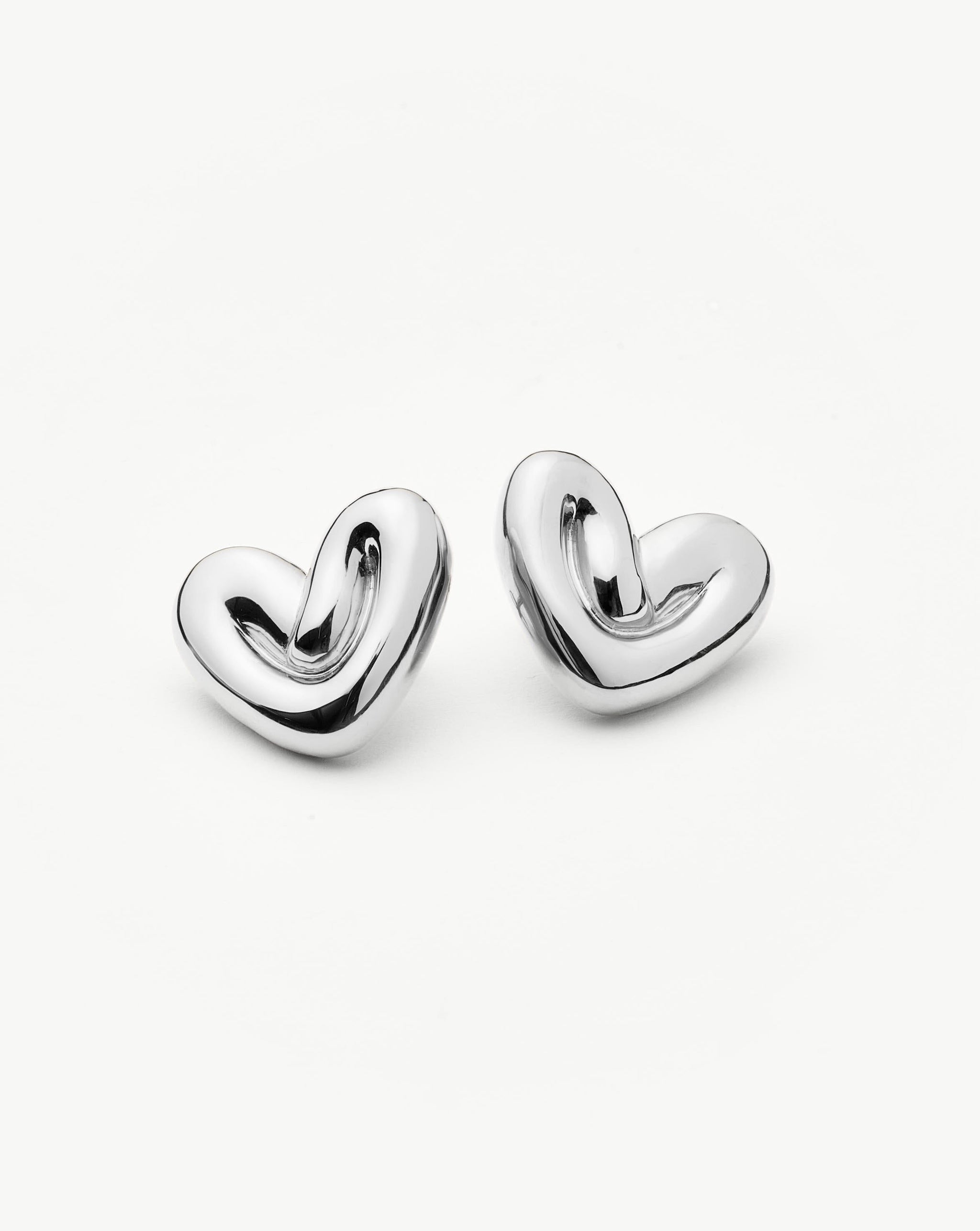 Puffy Heart Oversized Stud Earrings | Silver Plated Earrings Missoma 