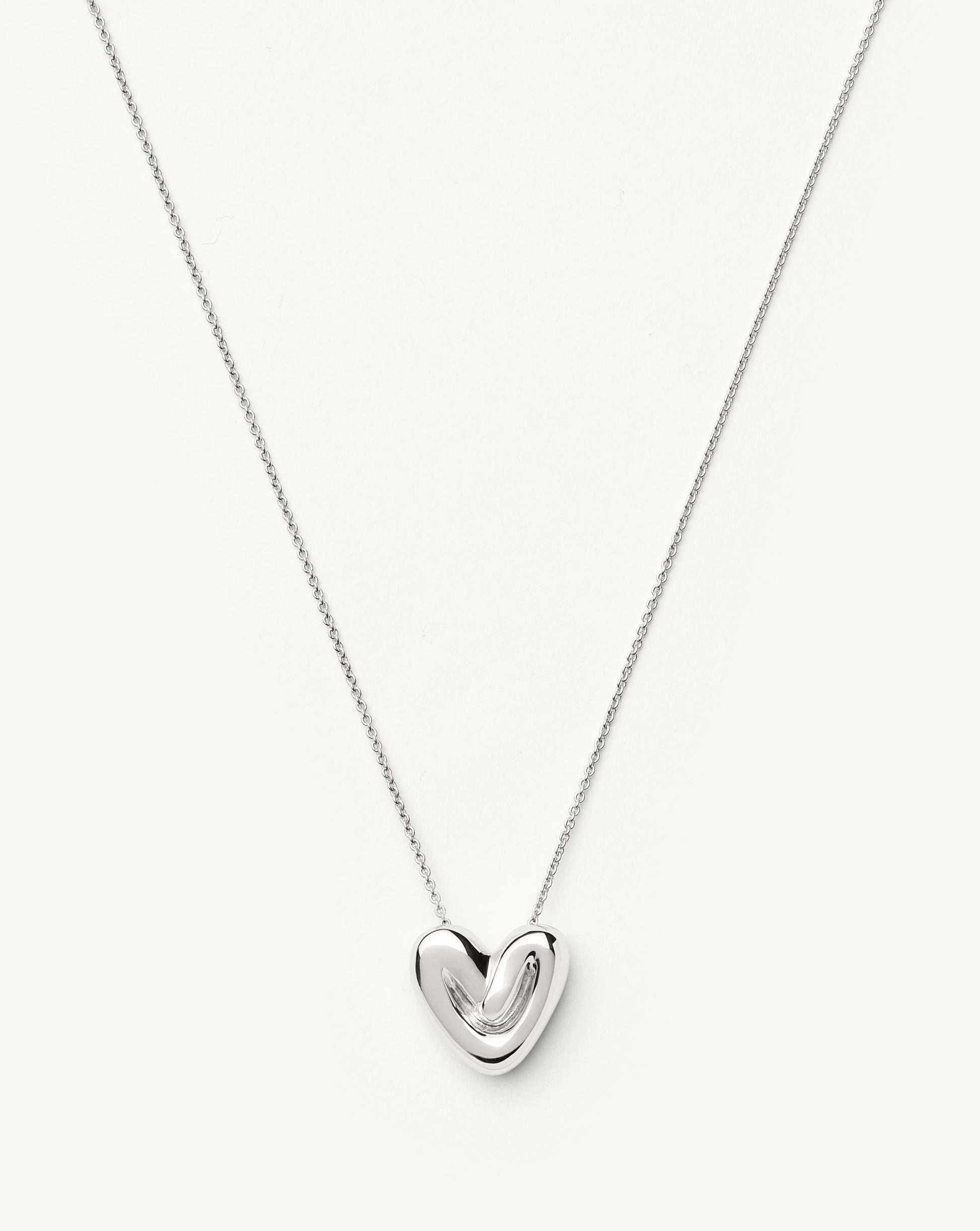 Puffy Heart Pendant Necklace | Silver Plated Necklaces Missoma 