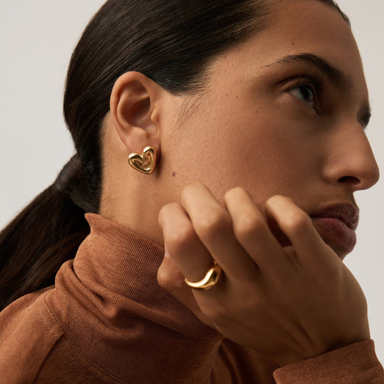 Puffy Heart Stud Earrings |18k Gold Plated Earrings Missoma 