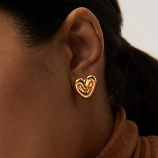 Puffy Heart Stud Earrings |18k Gold Plated Earrings Missoma 