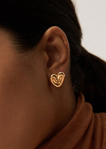 Puffy Heart Stud Earrings |18k Gold Plated Earrings Missoma 