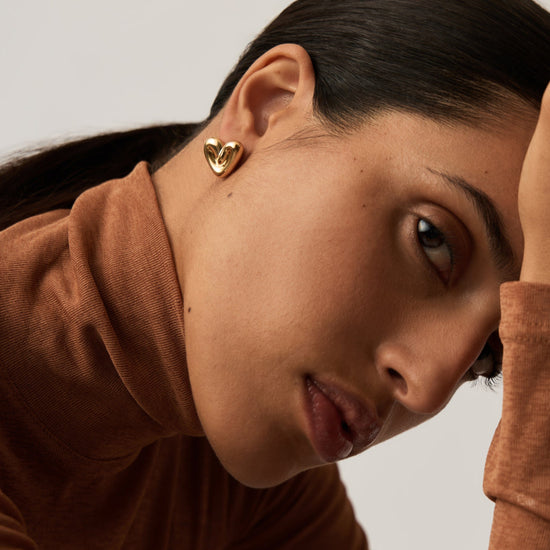 Puffy Heart Stud Earrings |18k Gold Plated Earrings Missoma 