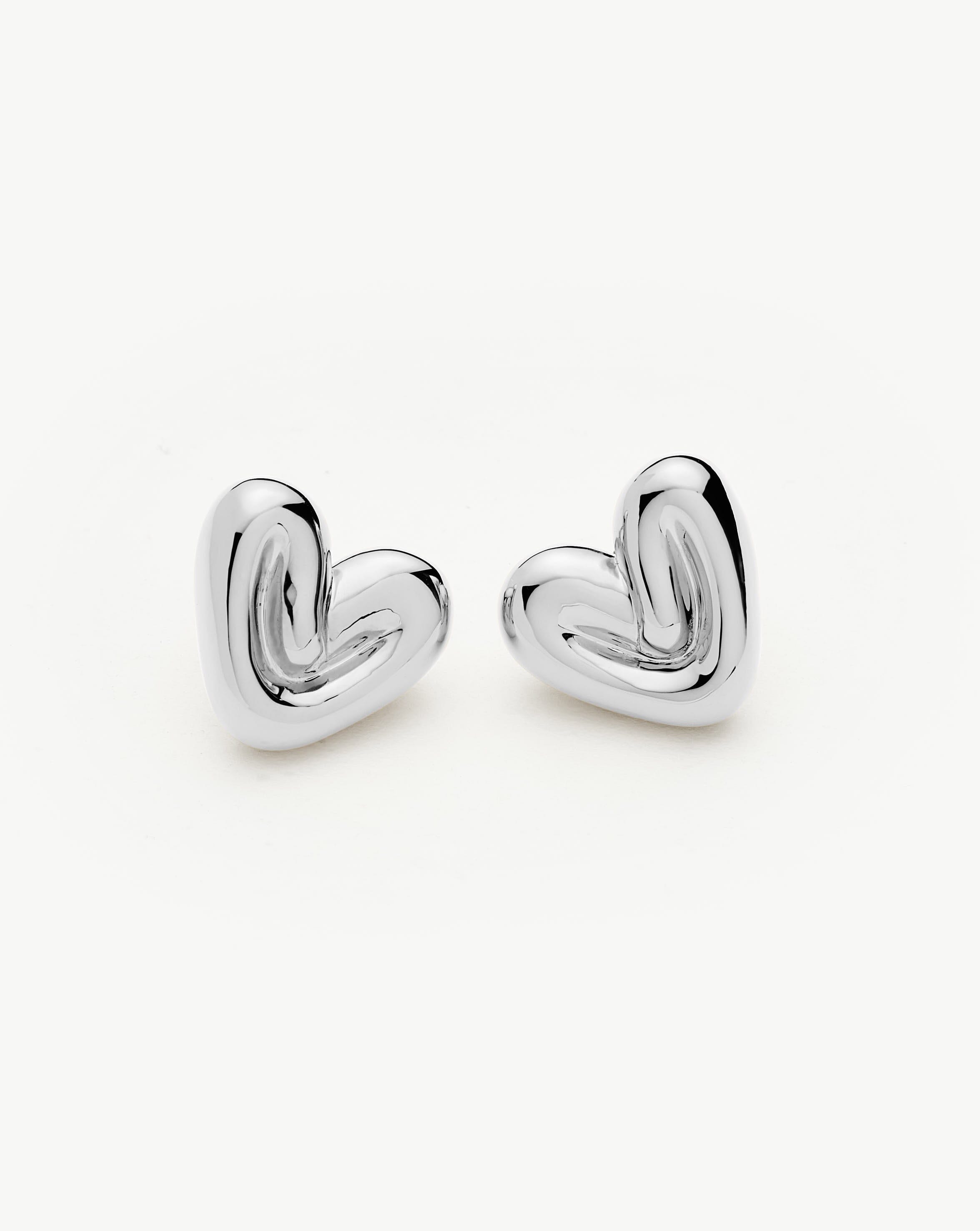 Puffy Heart Stud Earrings |Sterling Silver Plated Earrings Missoma 