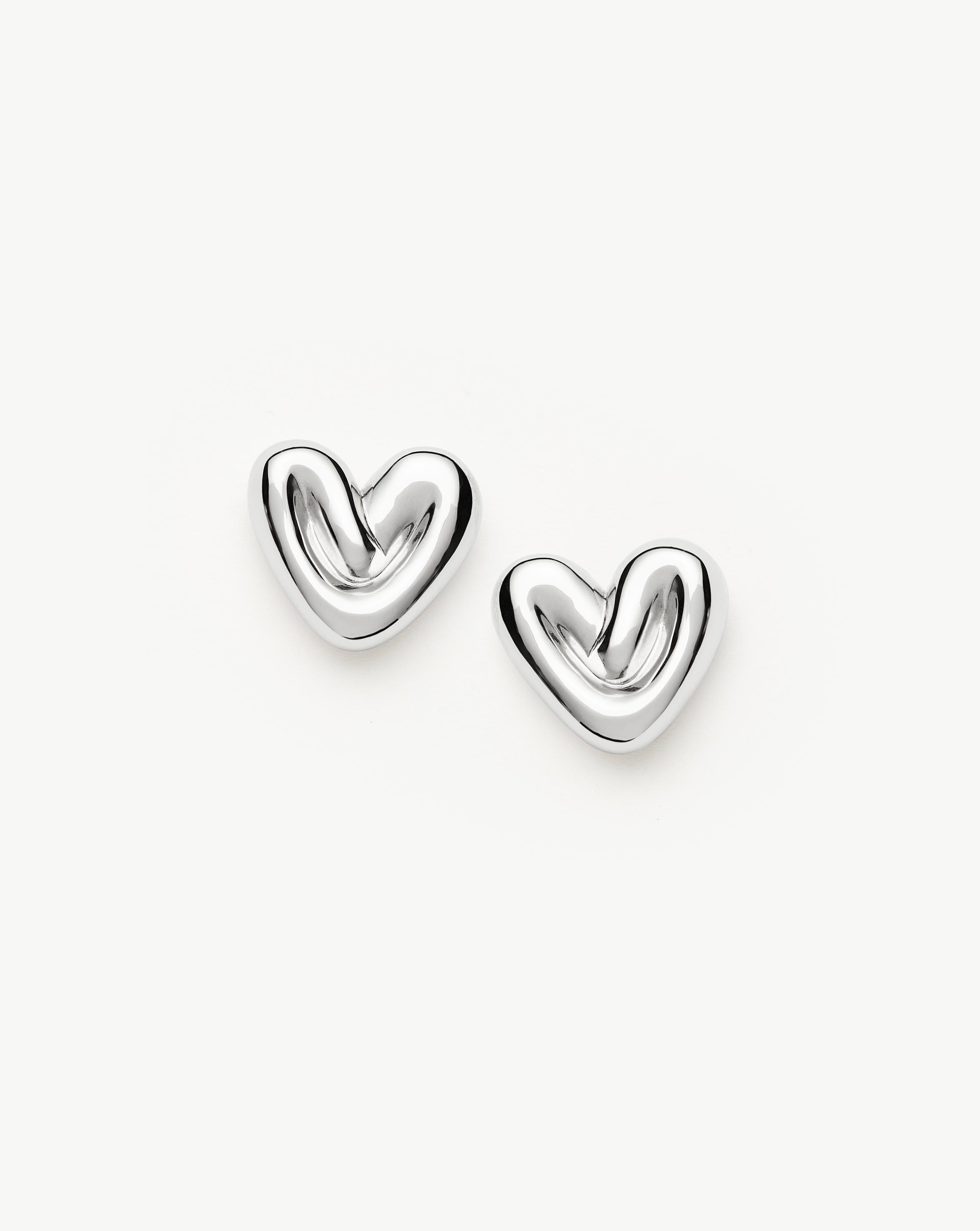 Puffy Heart Stud Earrings |Sterling Silver Plated Earrings Missoma 