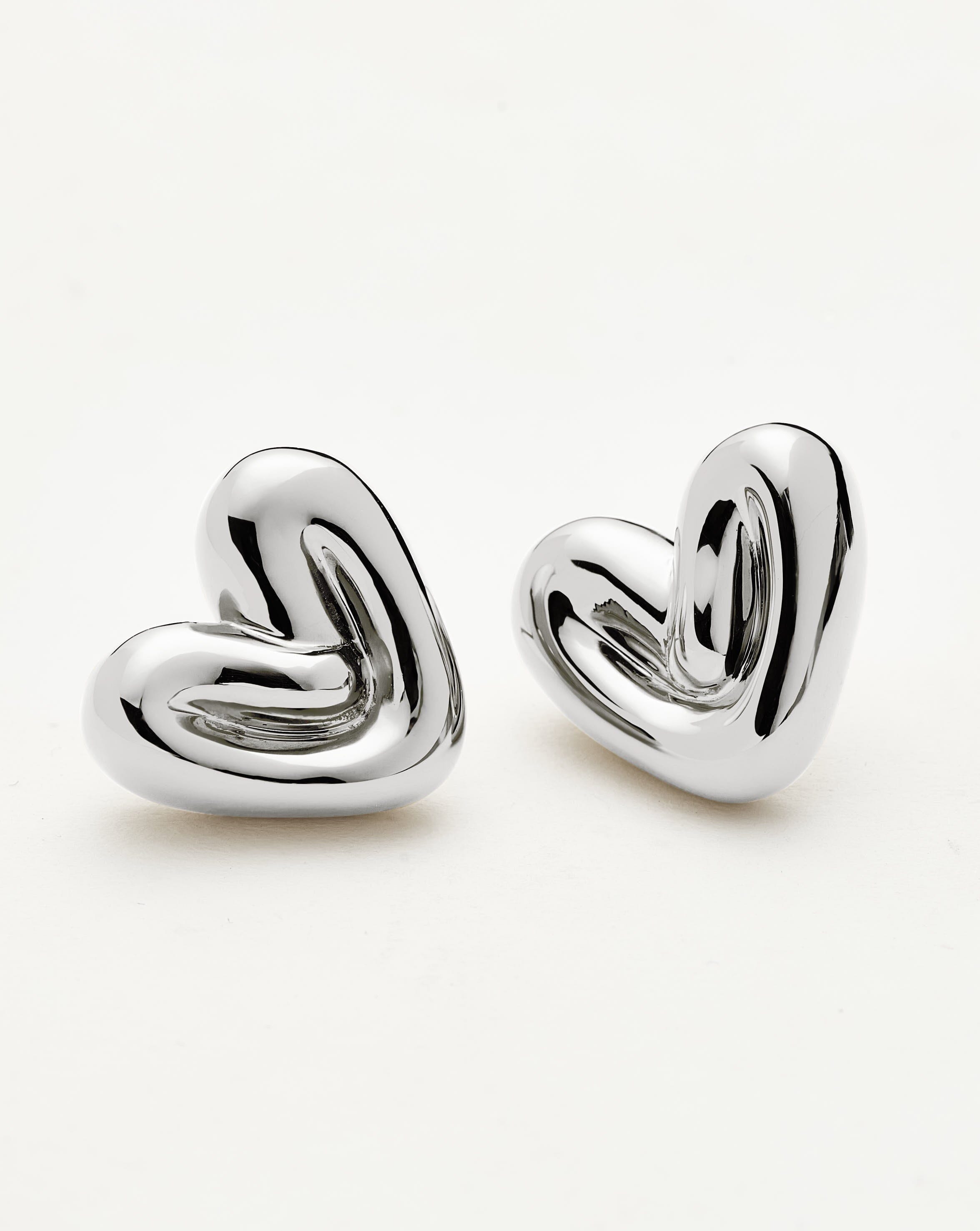 Puffy Heart Stud Earrings |Sterling Silver Plated Earrings Missoma 