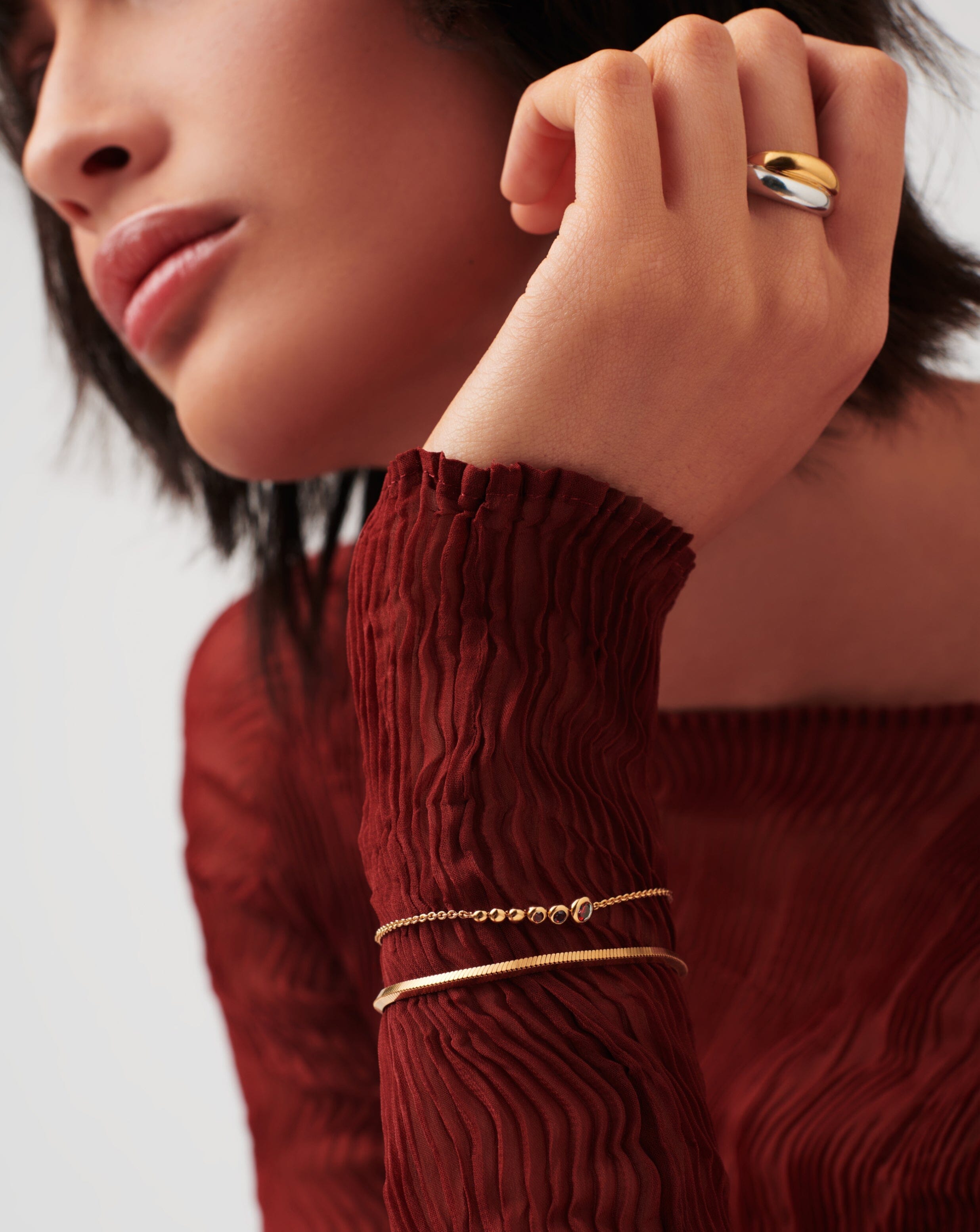 Reversible Beaded Red Garnet Chain Bracelet | 18ct Gold Plated Vermeil/Garnet Bracelets Missoma 