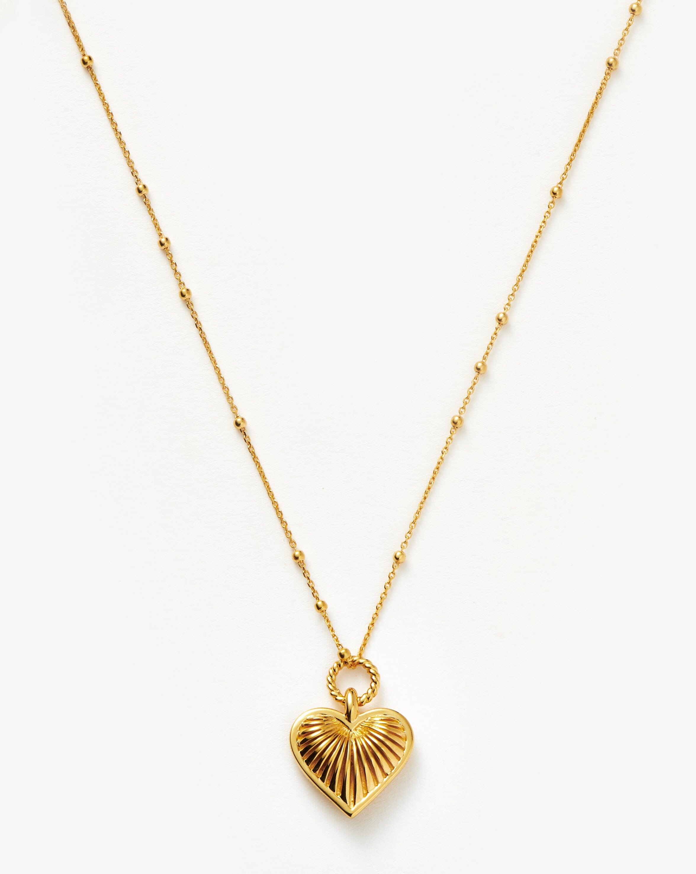 Ridge Heart Charm Necklace | 18ct Gold Plated - Missoma