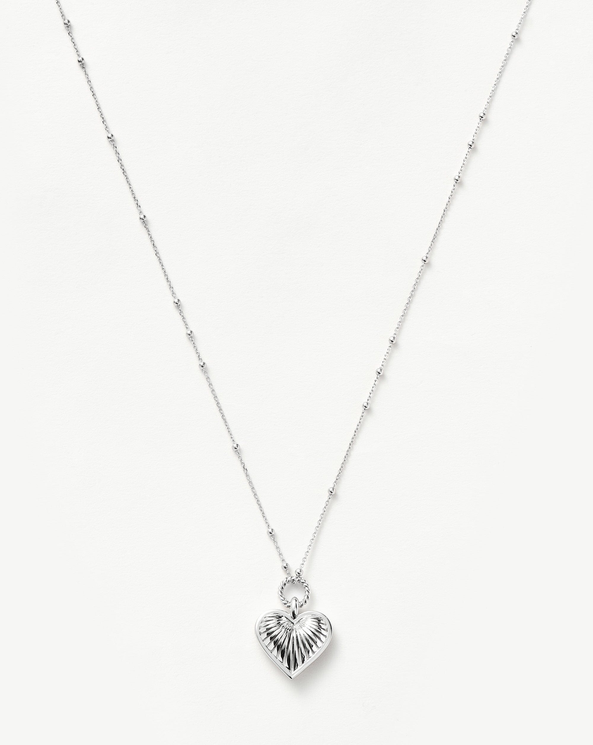 Ridge Heart Charm Pendant Necklace | Silver Plated | Missoma