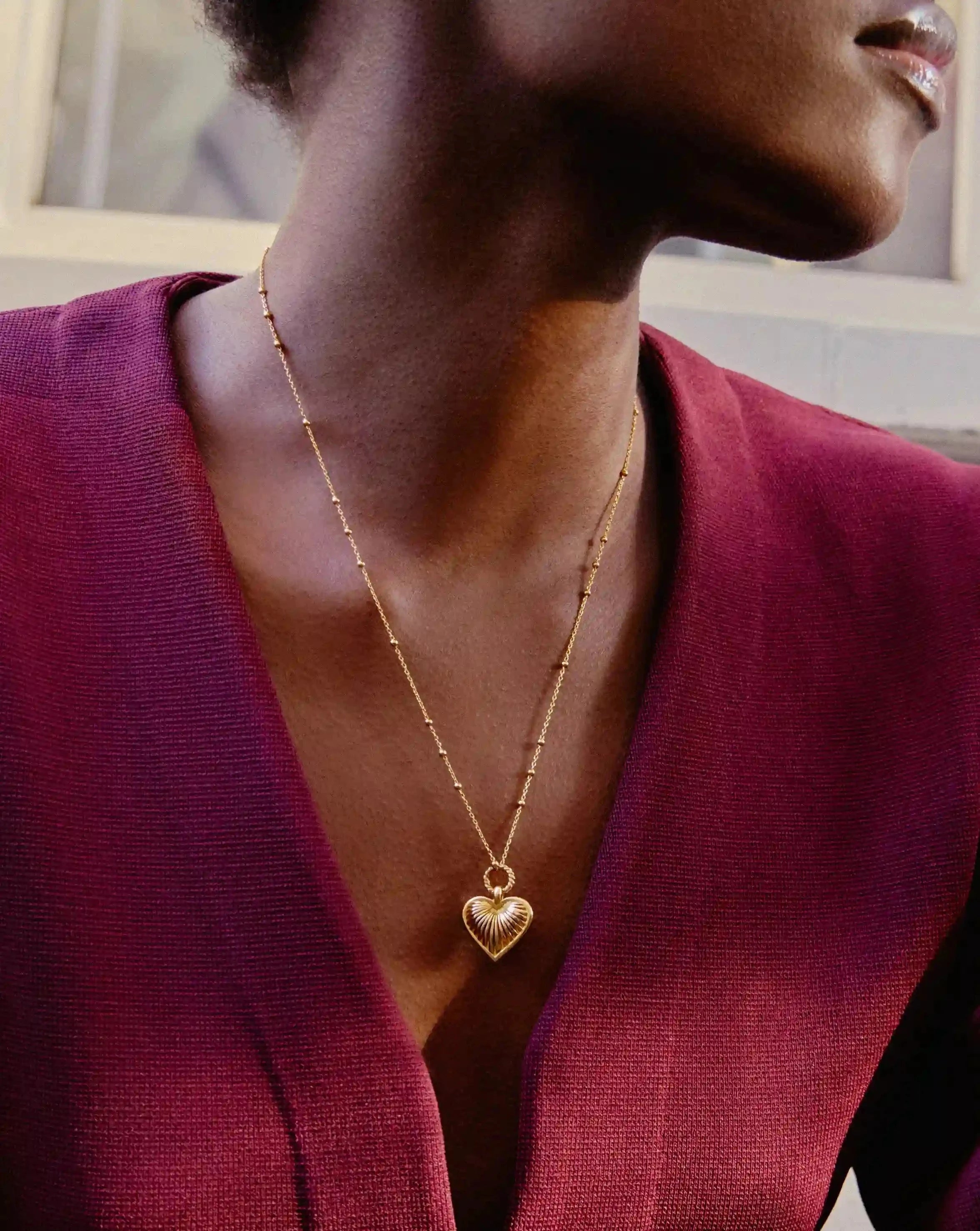 Ridge Heart Charm Pendant Necklace | 18k Gold Plated Necklaces Missoma 