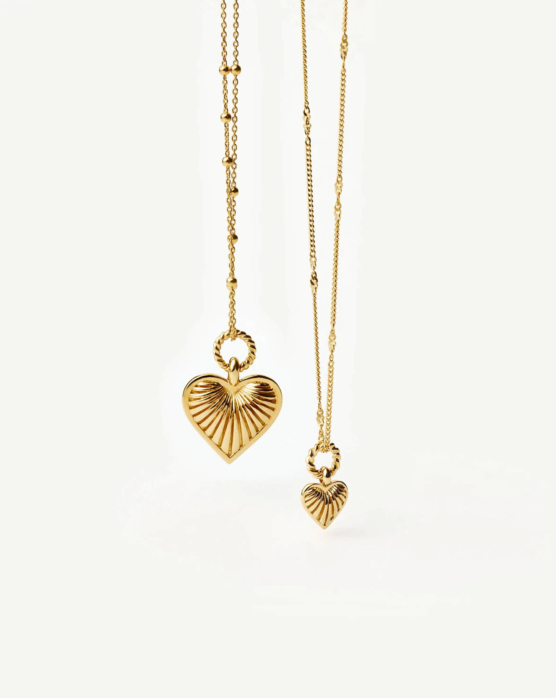 Ridge Heart Charm Pendant Necklace | 18k Gold Plated Necklaces Missoma 