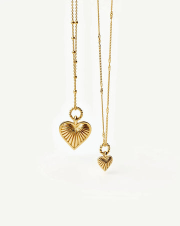 Ridge Heart Charm Pendant Necklace | 18k Gold Plated Necklaces Missoma 