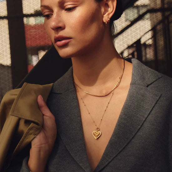 Ridge Heart Charm Pendant Necklace | 18k Gold Plated Necklaces Missoma 