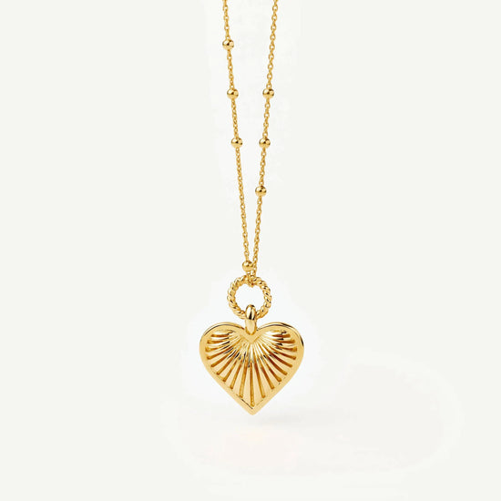 Ridge Heart Charm Pendant Necklace | 18k Gold Plated Necklaces Missoma 