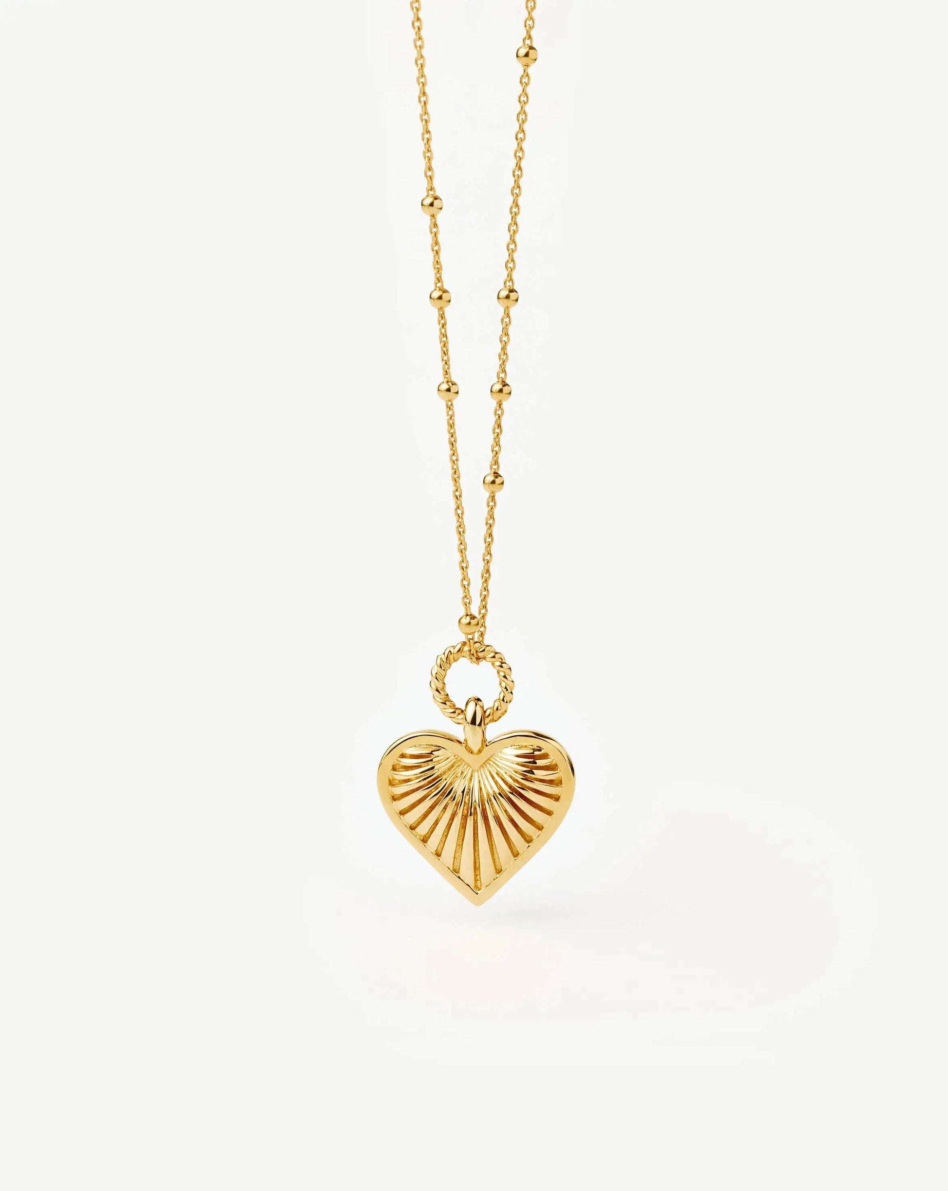 Ridge Heart Charm Pendant Necklace | 18k Gold Plated Necklaces Missoma 