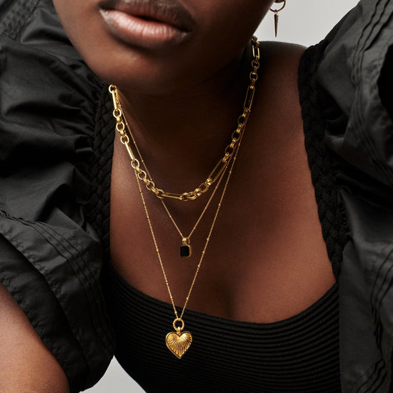 Ridge Heart Charm Pendant Necklace | 18k Gold Plated Necklaces Missoma 