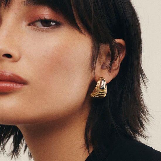 Ridge Oversized Stud Earrings | Mixed Metal Earrings Missoma 