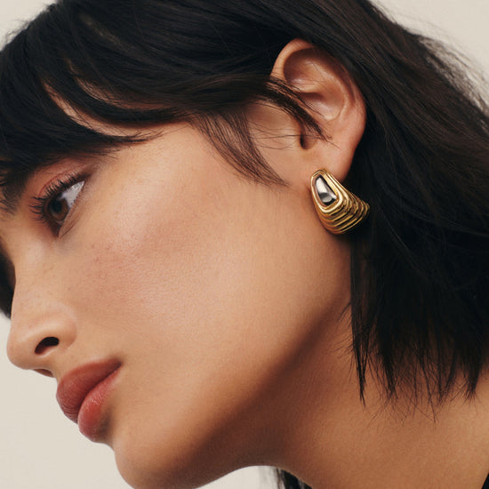 Ridge Oversized Stud Earrings | Mixed Metal Earrings Missoma 