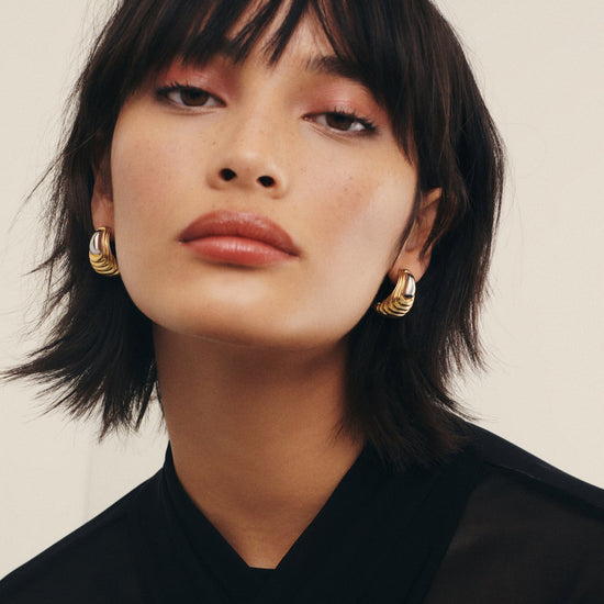 Ridge Oversized Stud Earrings | Mixed Metal Earrings Missoma 