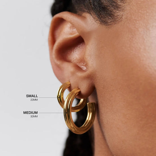 Ridge Small Hoop Earrings | 18ct Gold Plated Earrings Missoma 