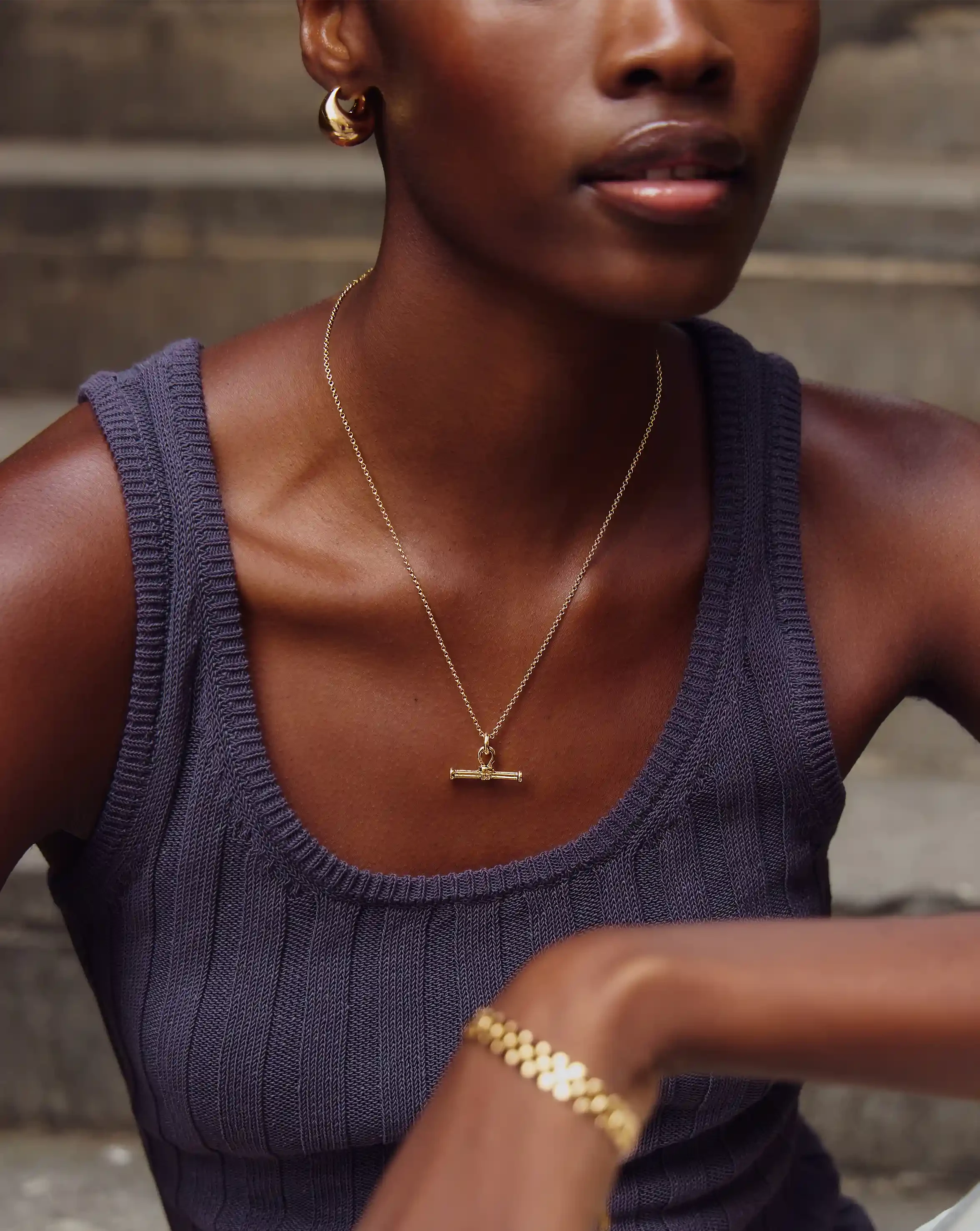 Ridge T-Bar Chain Necklace | 18k Gold Plated Necklaces Missoma 