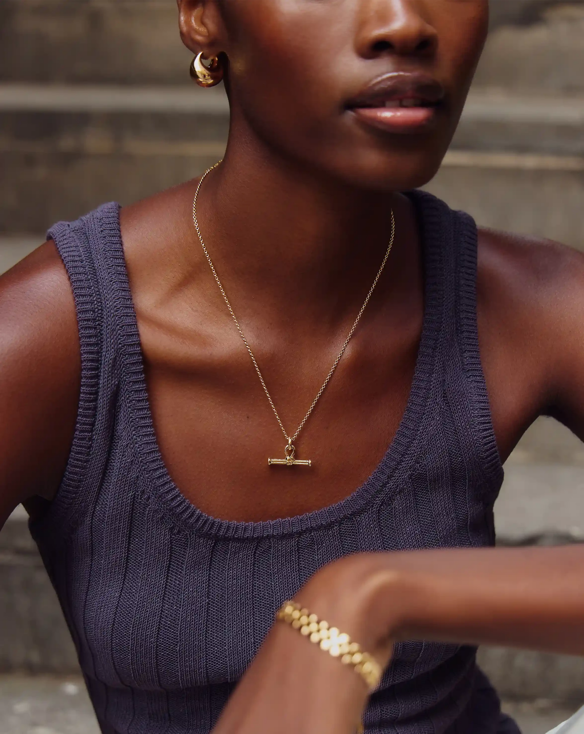 Ridge T-Bar Chain Necklace | 18k Gold Plated Necklaces Missoma 