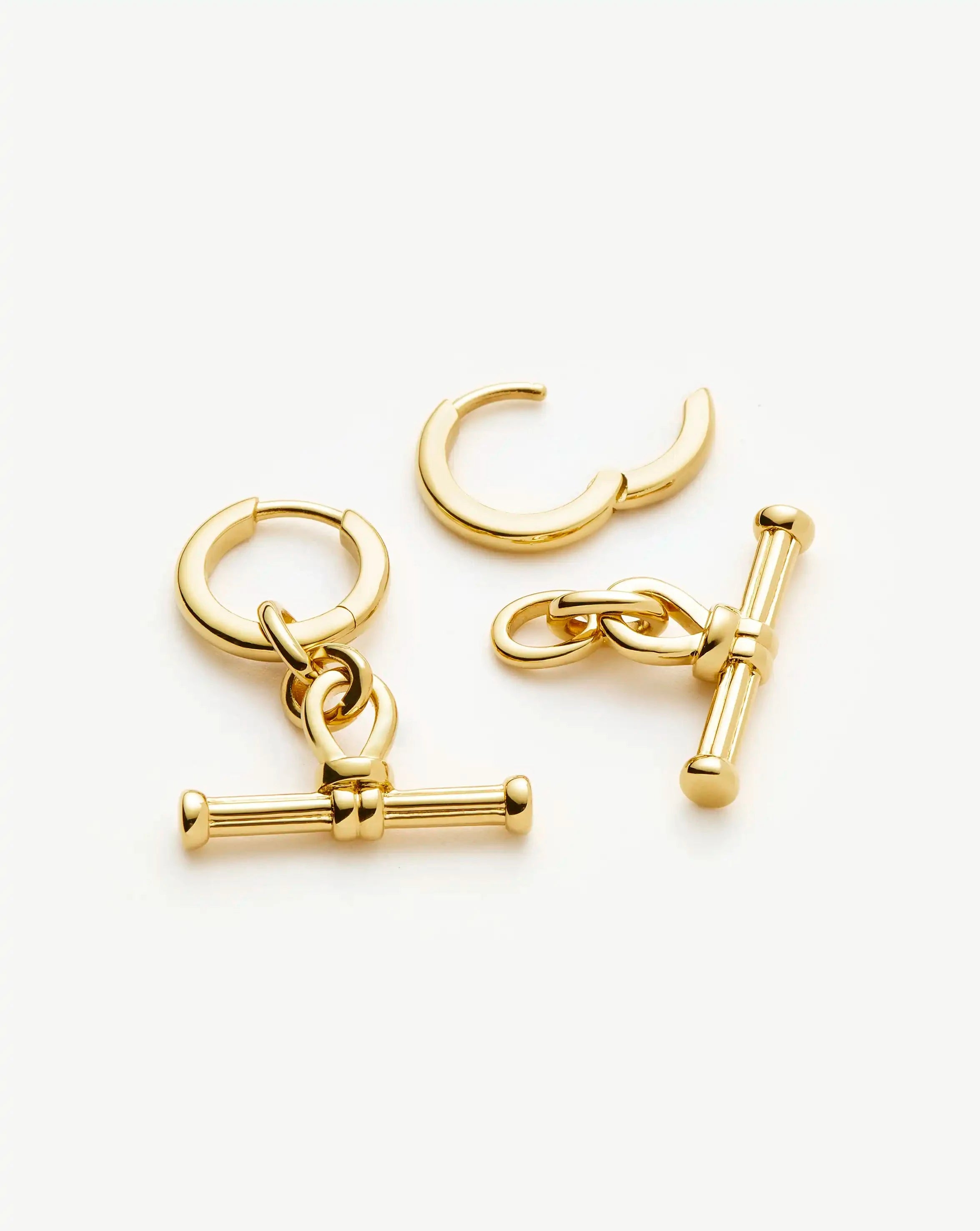 Ridge T-Bar Drop Huggies | 18ct Gold Plated Earrings Missoma 