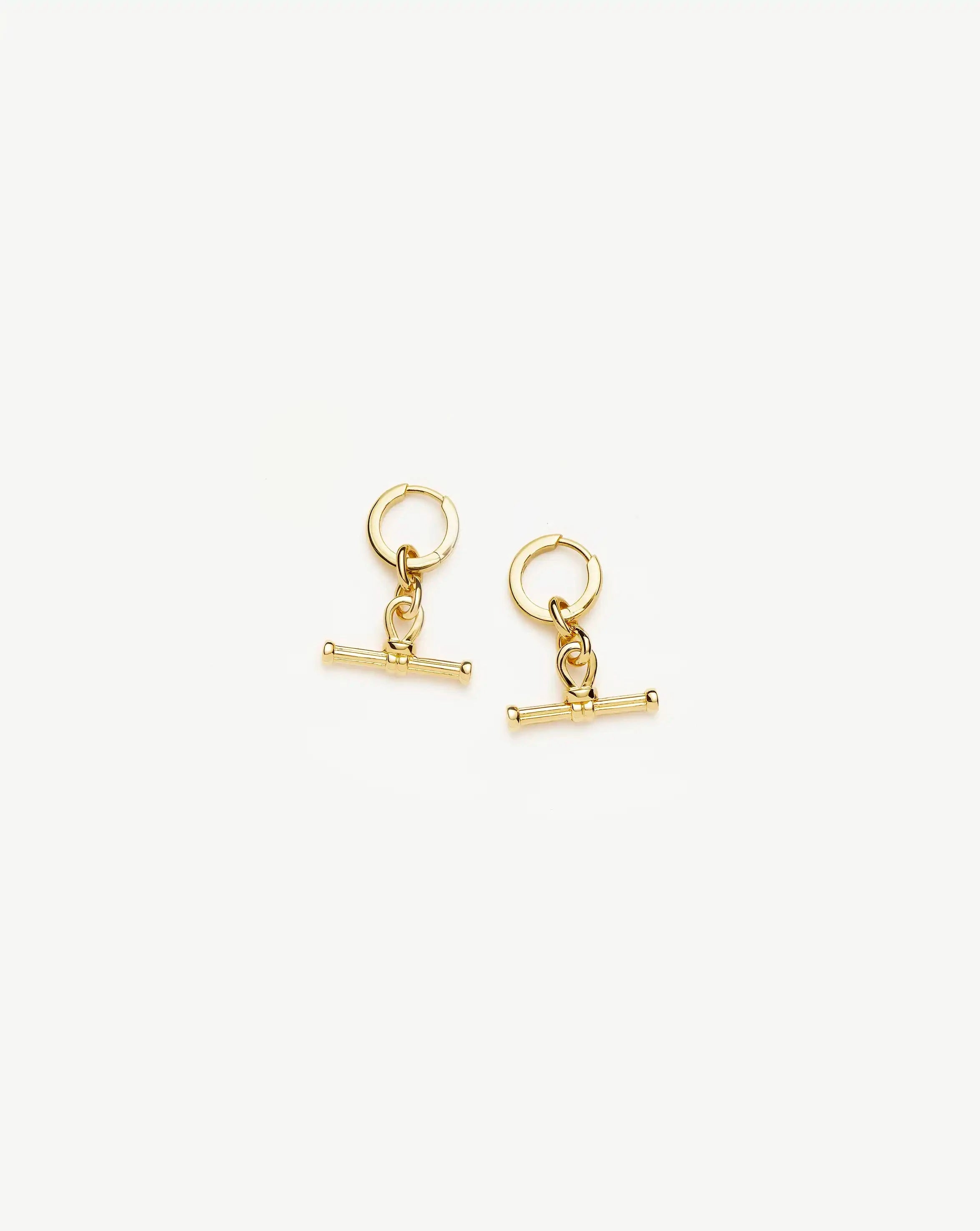 Ridge T-Bar Drop Huggies | 18ct Gold Plated Earrings Missoma 