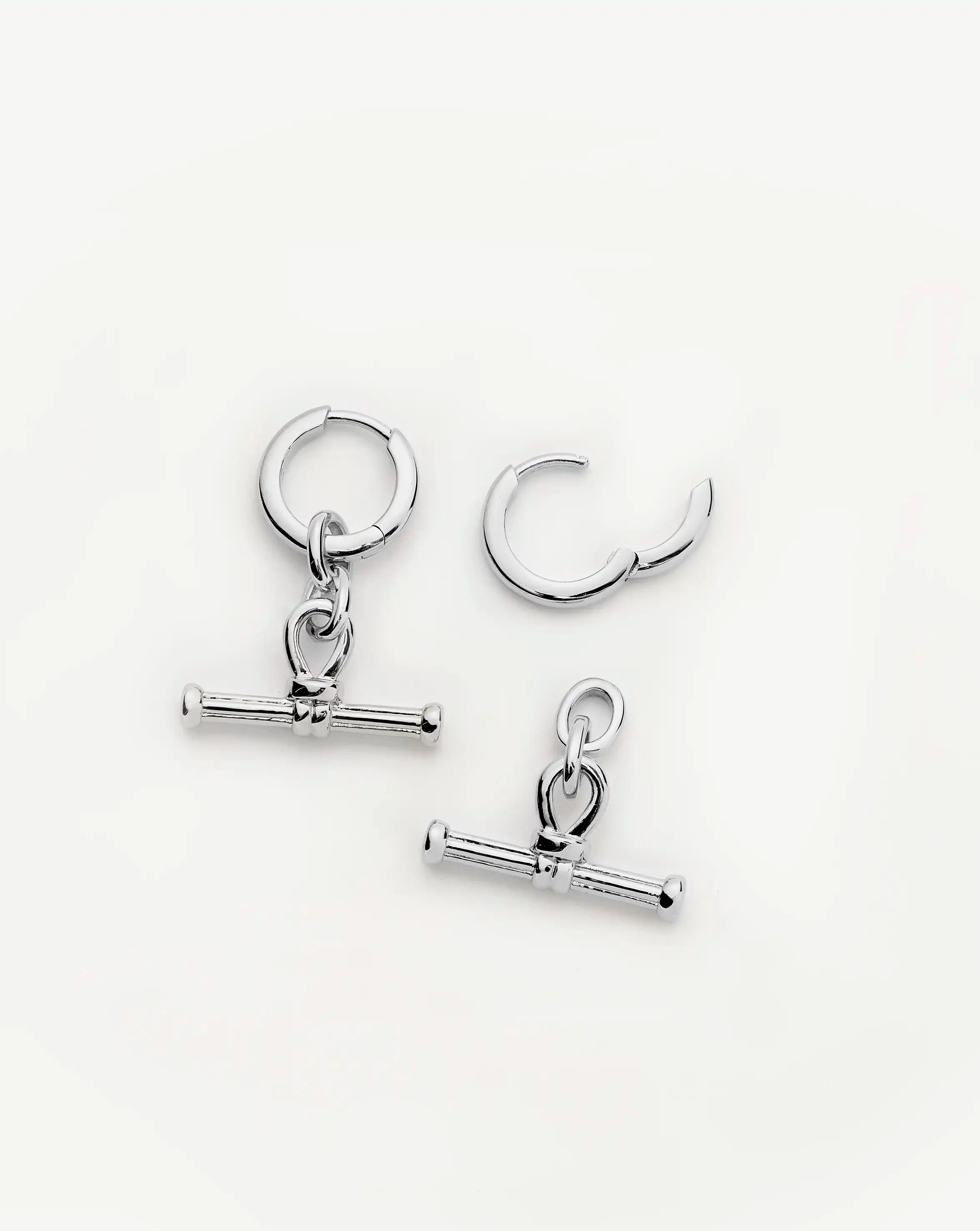 Ridge T-Bar Drop Huggies | Silver Plated Earrings Missoma 