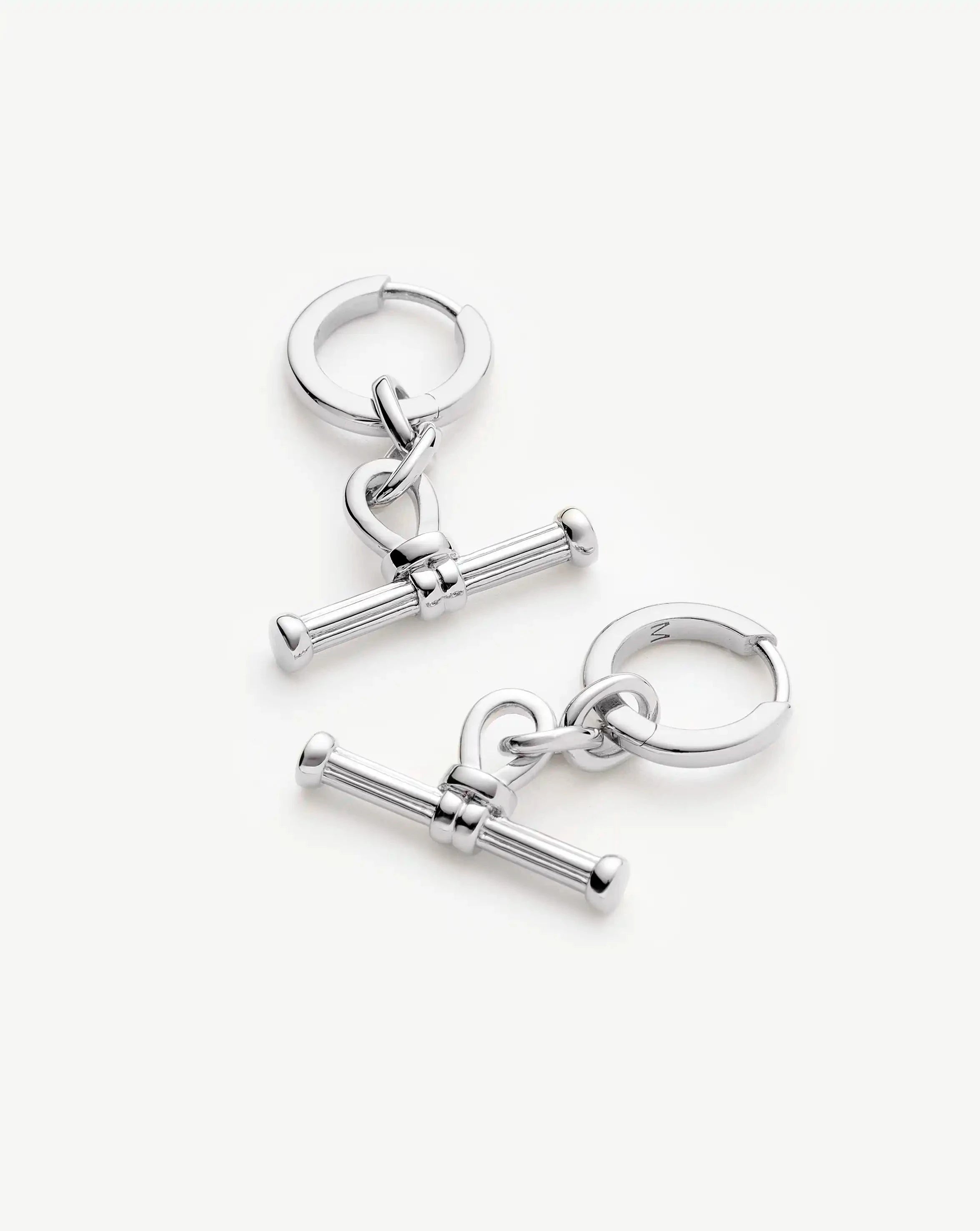 Ridge T-Bar Drop Huggies | Silver Plated Earrings Missoma 