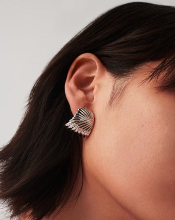Ripple Oversized Stud Earrings | Silver Plated Earrings Missoma 
