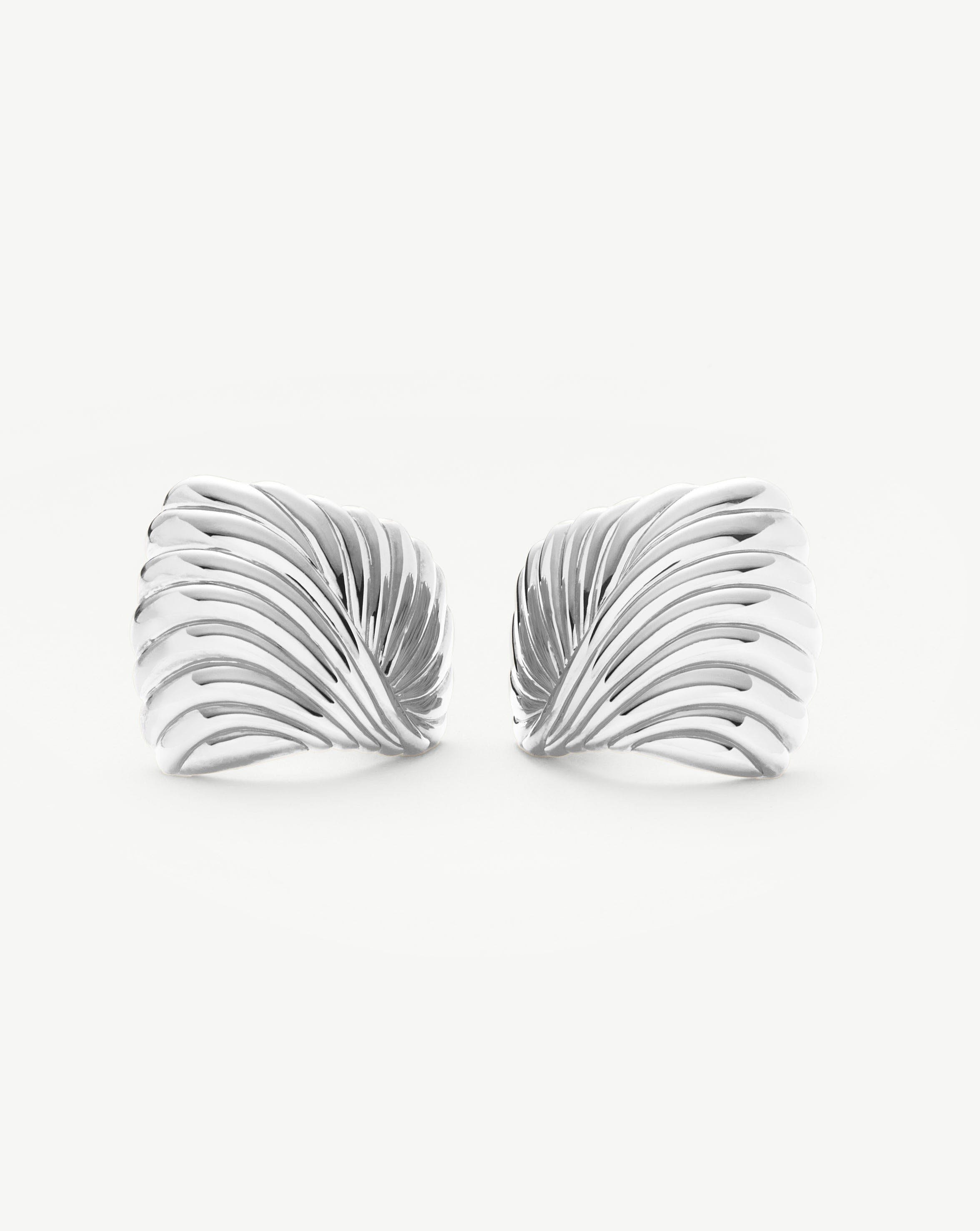 Ripple Oversized Stud Earrings | Silver Plated Earrings Missoma 