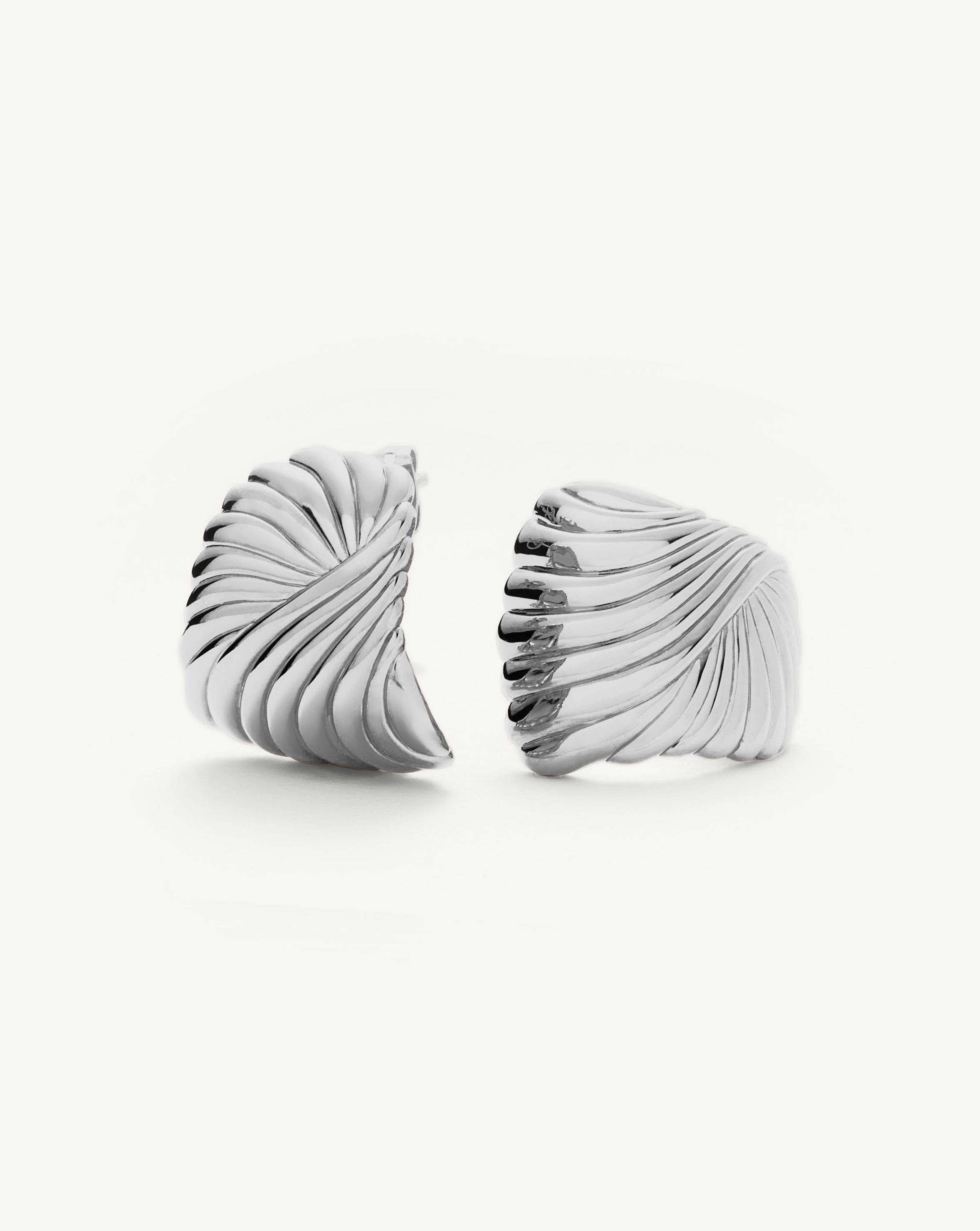 Ripple Oversized Stud Earrings | Silver Plated Earrings Missoma 