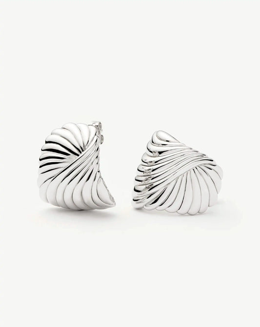 Ripple Oversized Stud Earrings | Silver Plated Earrings Missoma 