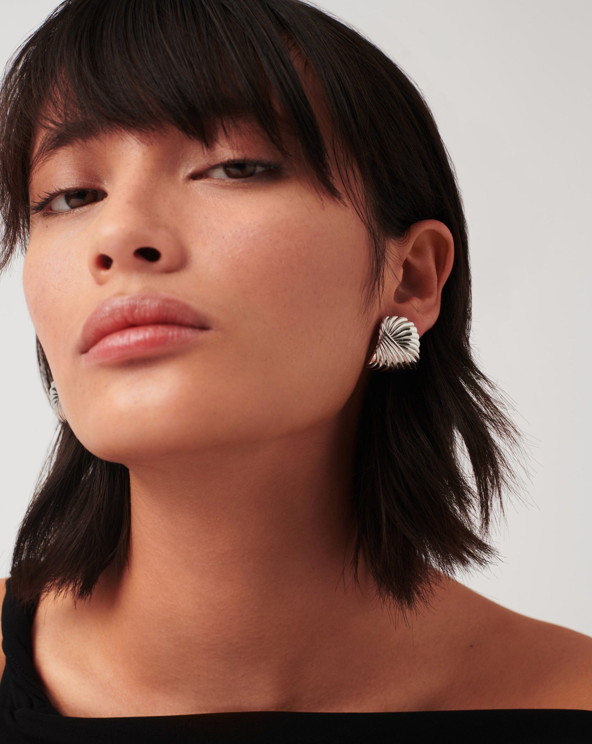 Ripple Oversized Stud Earrings | Silver Plated Earrings Missoma 