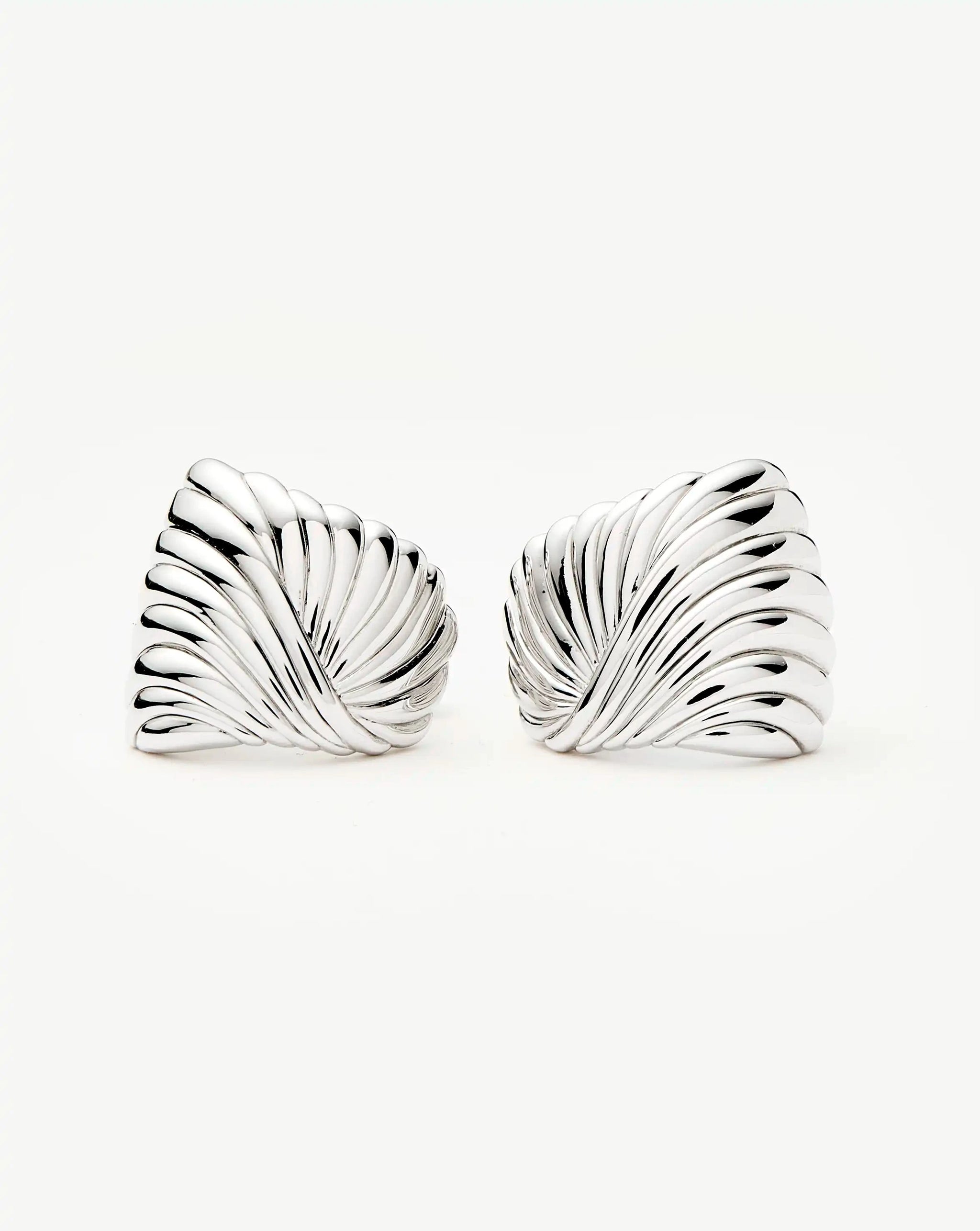 Ripple Oversized Stud Earrings | Silver Plated Earrings Missoma 