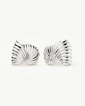 Ripple Oversized Stud Earrings | Silver Plated Earrings Missoma 