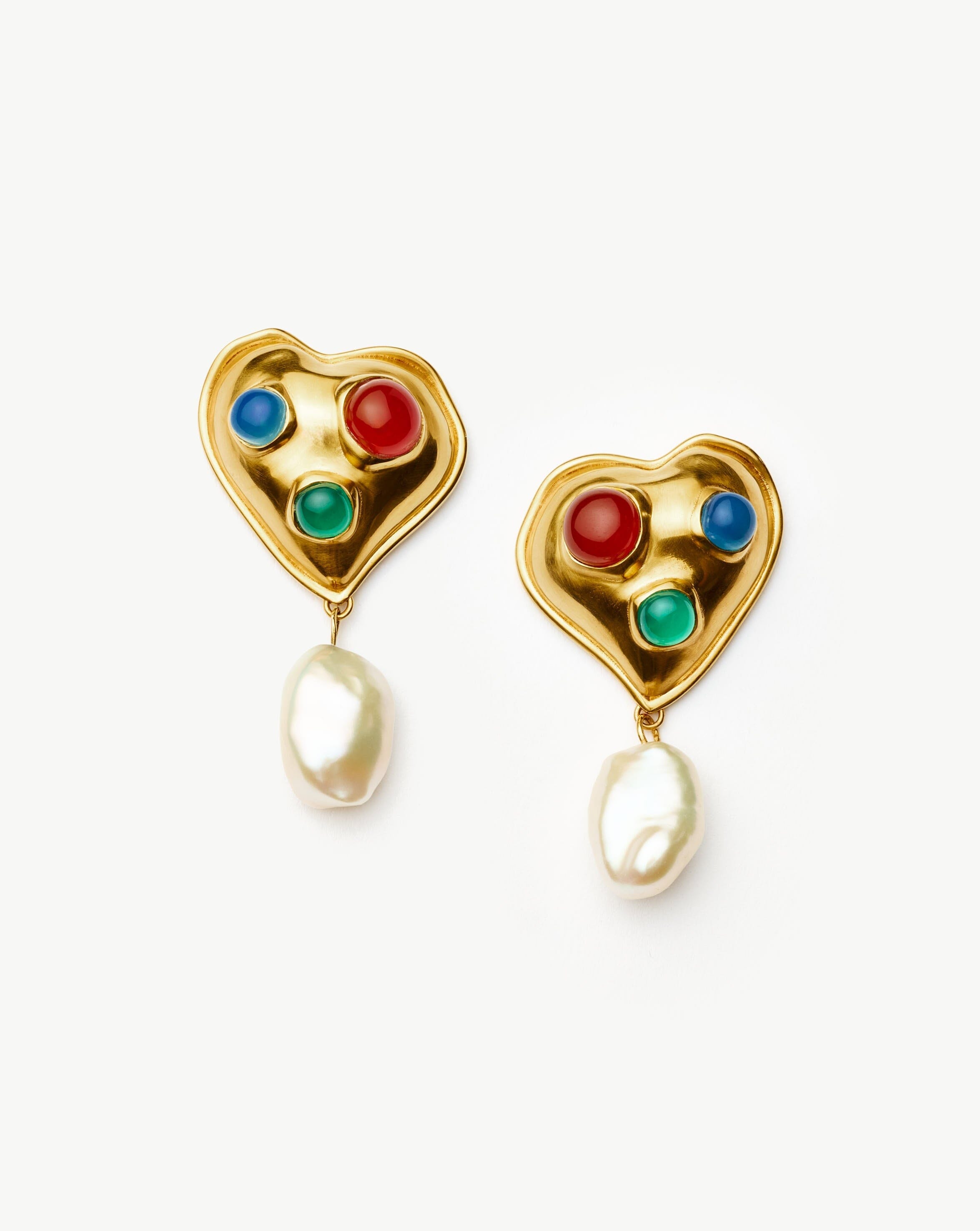 Rouje Ella Heart Pearl Drop Stud Earrings | 18k Gold Plated Missoma 