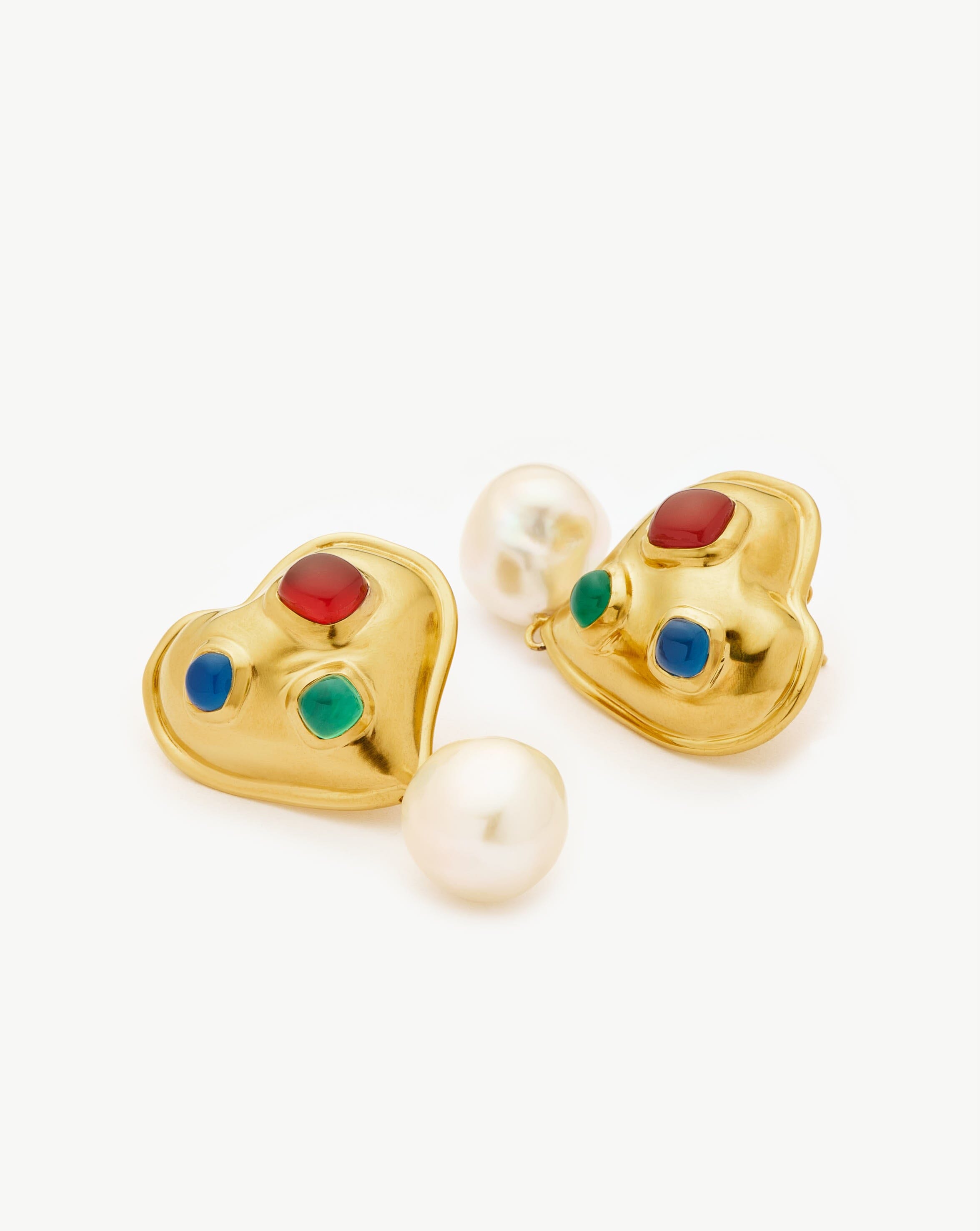 Rouje Marisa Heart Pearl Stud Earrings | 18k Gold Plated Earrings Missoma 