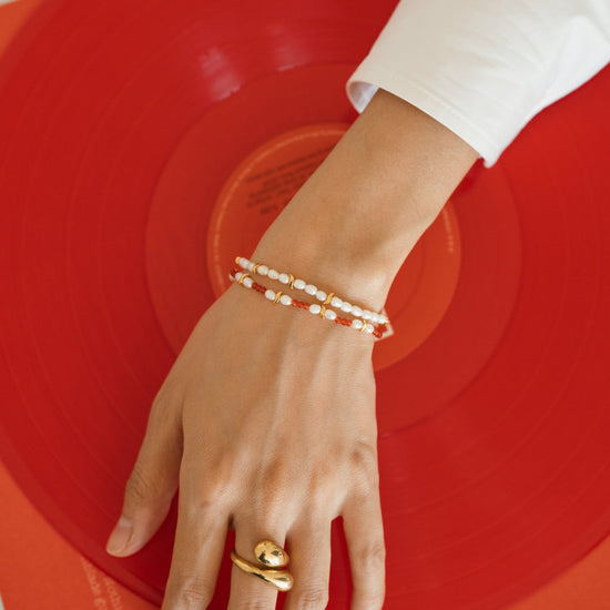 Savi Seed Pearl Beaded Bracelet | Red Quartz & Pearl Bracelets Missoma 