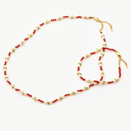 Savi Seed Pearl Beaded Bracelet | Red Quartz & Pearl Bracelets Missoma 