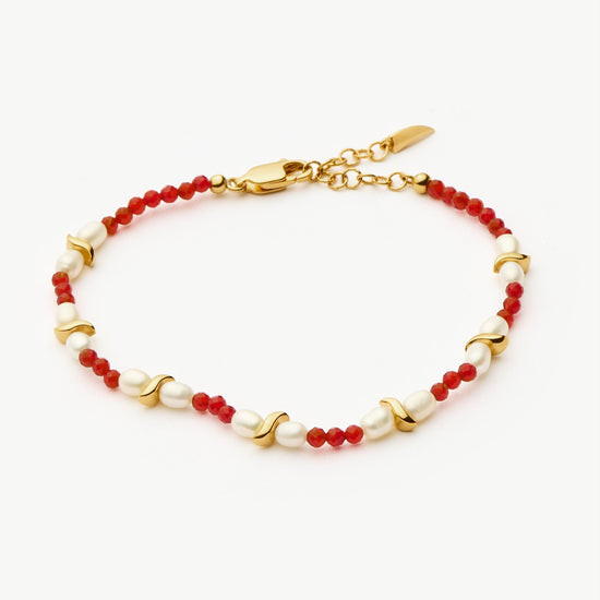 Savi Seed Pearl Beaded Bracelet | Red Quartz & Pearl Bracelets Missoma 